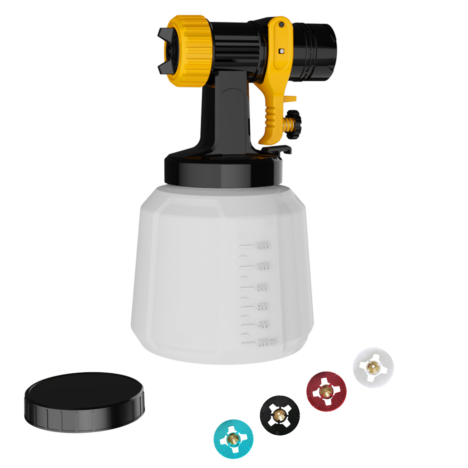 VONFORN Paint Sprayer Accessories for VF803, including 1200ml Container, Front Body (Black), 4 Copper Nozzles, Pot Lid